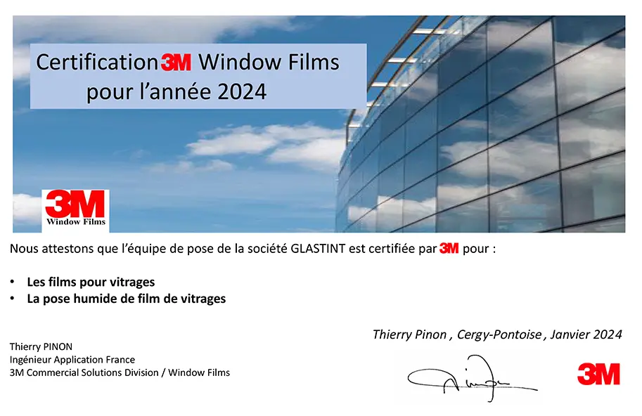 certification 3M Glastint 2024